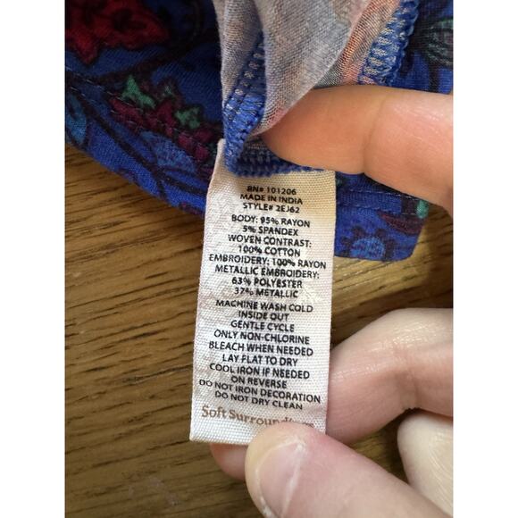 Soft Surroundings Woman Size XL Tunic Top Beaded Embroidered Colorful Bohemian - Picture 10 of 12